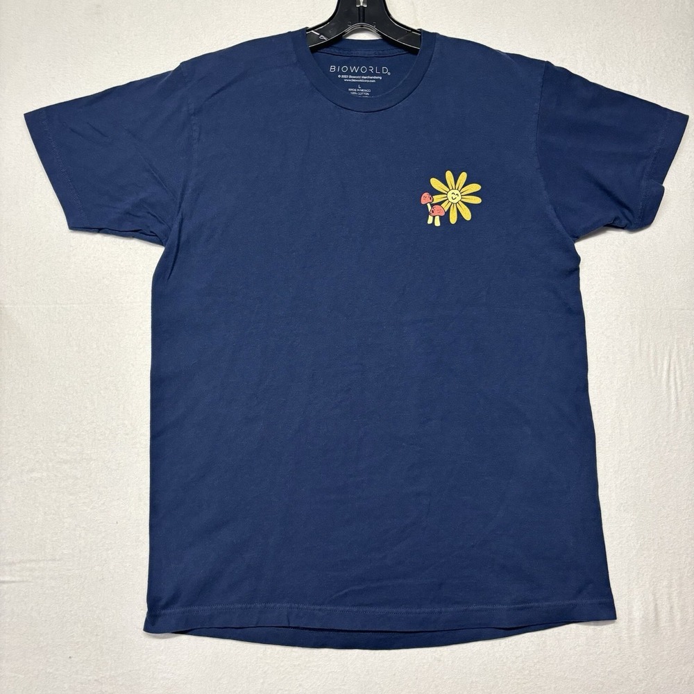 BIOWORLD Shirt 2023 Men's Large Navy Flowal Short Sleeve